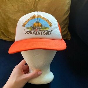 80s VINTAGE Trucker Hat Blaze Orange Oil Field Roughneck Redneck Country Novelty